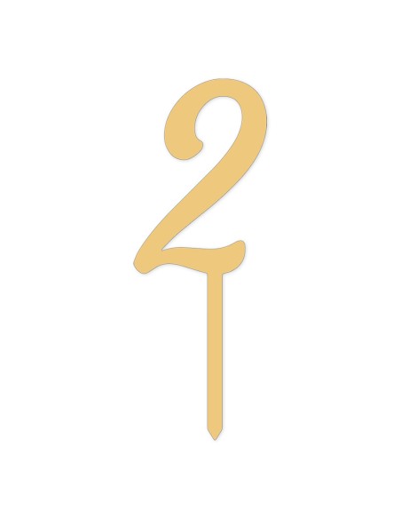 CakeDeco Taarttopper Cijfer 2 - Metallic Goud - 10cm