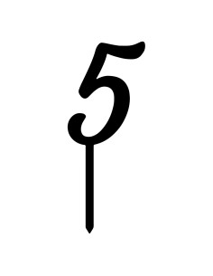 CakeDeco Taarttopper Cijfer 5 - Zwart - 10cm