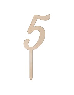 CakeDeco Taarttopper Cijfer 5 - Hout - 10cm
