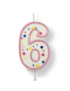 PME Verjaardagskaars Roze Cijfer 6 //