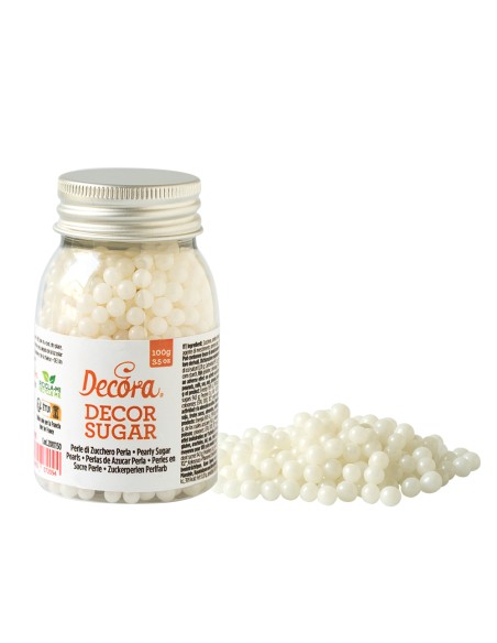 Decora Suikerparels Parelmoer Wit 5mm -100gr-