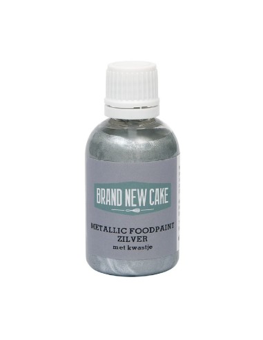 BrandNewCake Eetbare Metallic Verf Zilver -60ml-