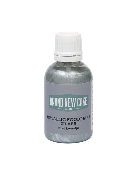 BrandNewCake Eetbare Metallic Verf Zilver -60ml-