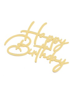 CakeDeco Taarttopper Front Happy Birthday - Goud