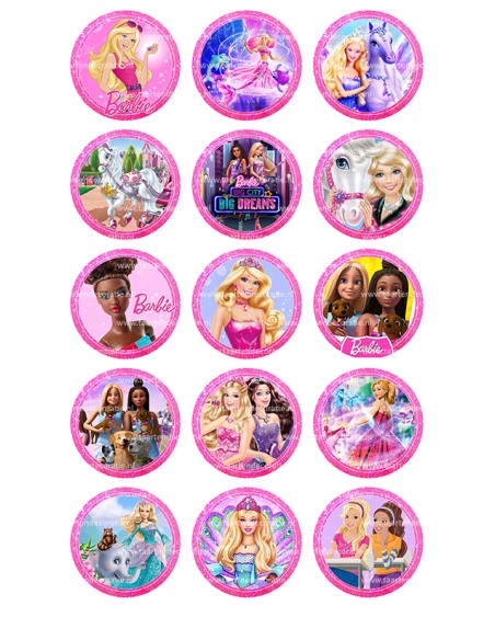 Eetbare Print Barbie Cupcakes - 5cm