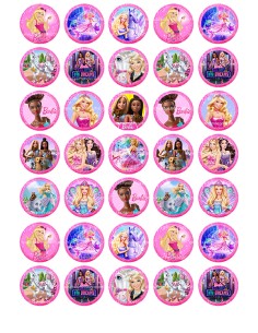 Eetbare Print Barbie Mini Cupcakes -3,5cm