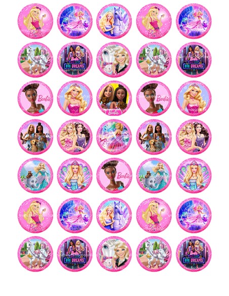 Eetbare Print Barbie Mini Cupcakes -3,5cm