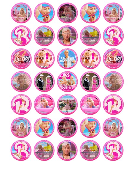 Eetbare Print Barbie Movie Mini Cupcakes - 3,5cm