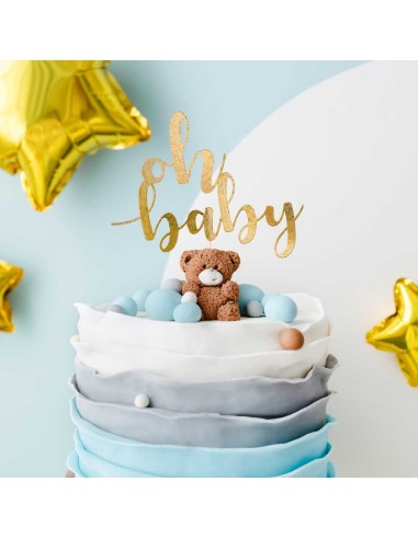 PartyDeco Taarttopper Oh Baby Goud 