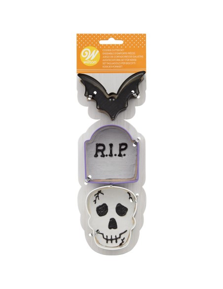 Wilton Uitsteker Set Vleermuis, Grafsteen & Doodshoofd -3st-