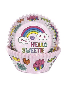 House of Marie Baking Cups Regenboog Roze -48st-