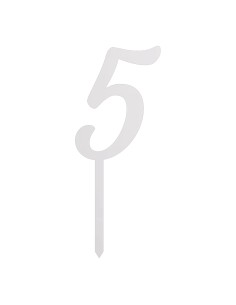 CakeDeco Taarttopper Cijfer 5 - Metallic Zilver - 10cm