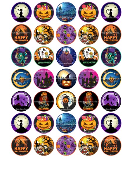 Eetbare Print Halloween Mini Cupcakes - 3,5cm