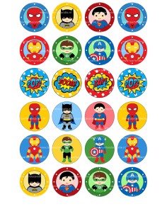 Eetbare Print Baby Superhelden Mini Cupcakes - 4cm