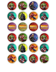 Eetbare Print Superhelden Mini Cupcakes - 4cm