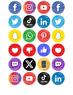 Eetbare Print Social Media Mini Cupcakes - 4cm