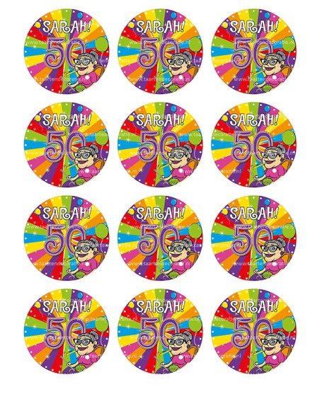 Eetbare Print Sarah Cupcakes - 6cm