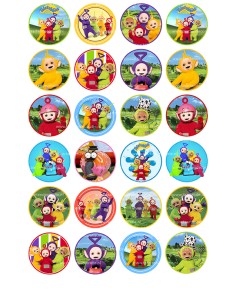 Eetbare Print Teletubbies Mini Cupcakes - 4cm