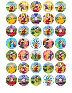 Eetbare Print Teletubbies Mini Cupcakes - 3,5cm
