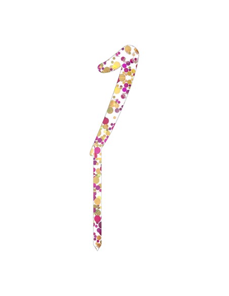 CakeDeco Taarttopper Cijfer 1 - Confetti Roze - 10cm