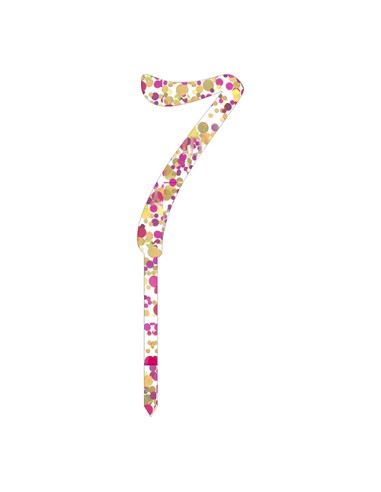 CakeDeco Taarttopper Cijfer 7 - Confetti Roze - 10cm